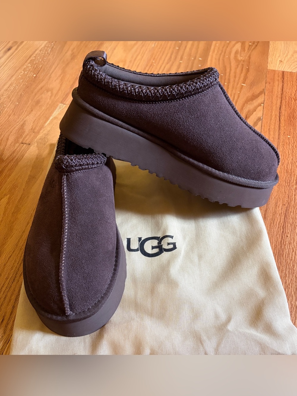 UGG Chocolate Brown Suede Platform Clogs
